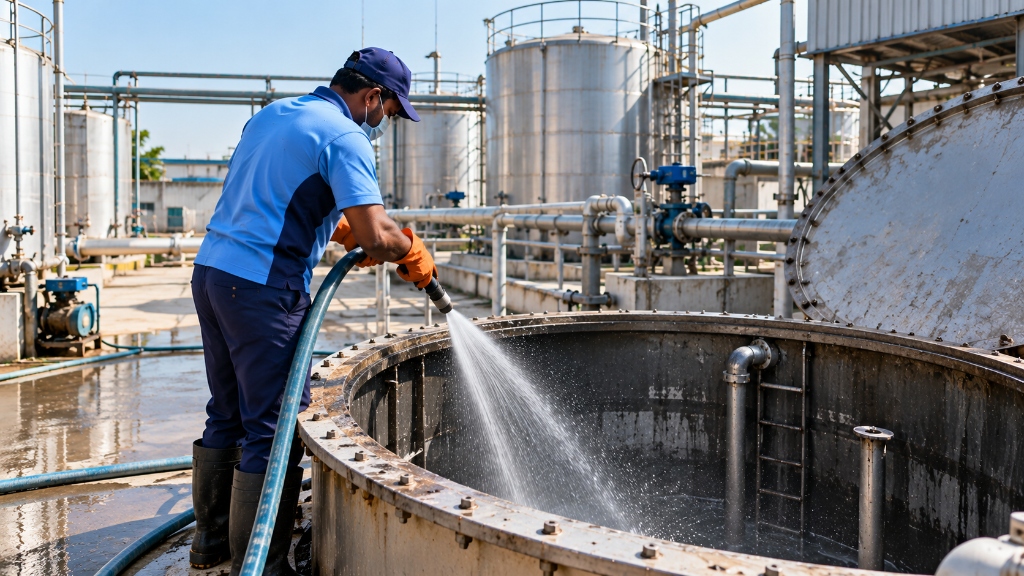 Industrial stainless steel water tank power washing in Himayatnagar